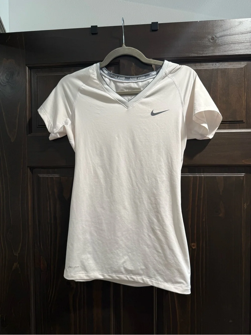 Nike White Short-Sleeve V-Neck Dri-FIT Athletic Tee
